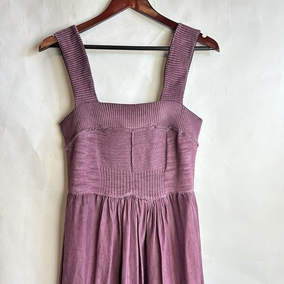 E by Eloise x Anthropologie Silk & Sweater Chemise Midi Dress Tiered Size Small - Picture 5 of 10